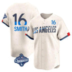 Choea LA.Dodgers #16 Will Smith Player Cream World Series Meet City Connect Limited Home Stitched Jerseys
