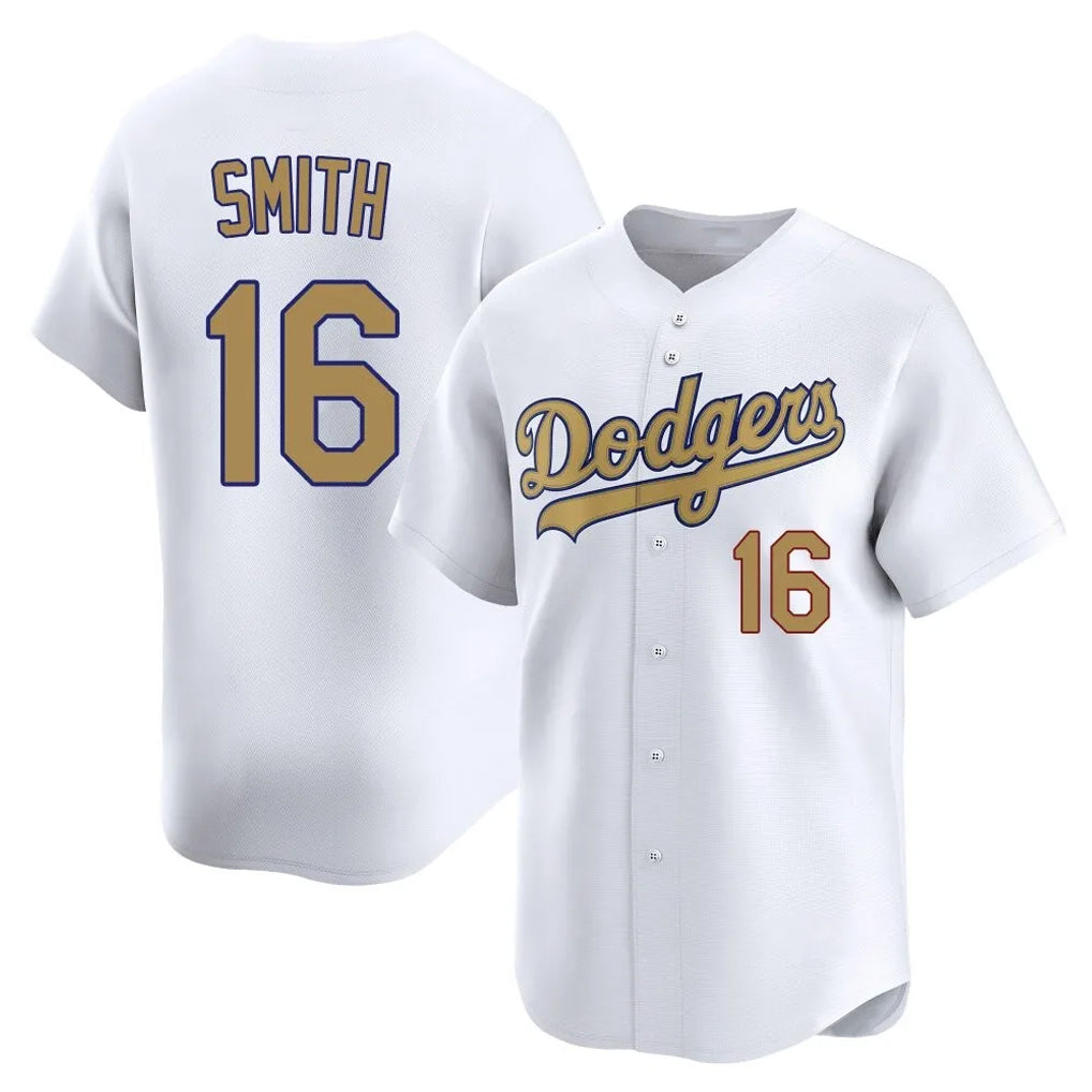 Choea LA.Dodgers #16 Will Smith Player Gold Collection Limited Home Stitched Jerseys