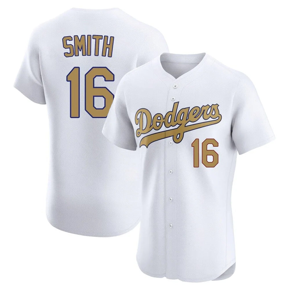 Choea LA.Dodgers #16 Will Smith Player Gold Limited Elite Home Stitched Jerseys