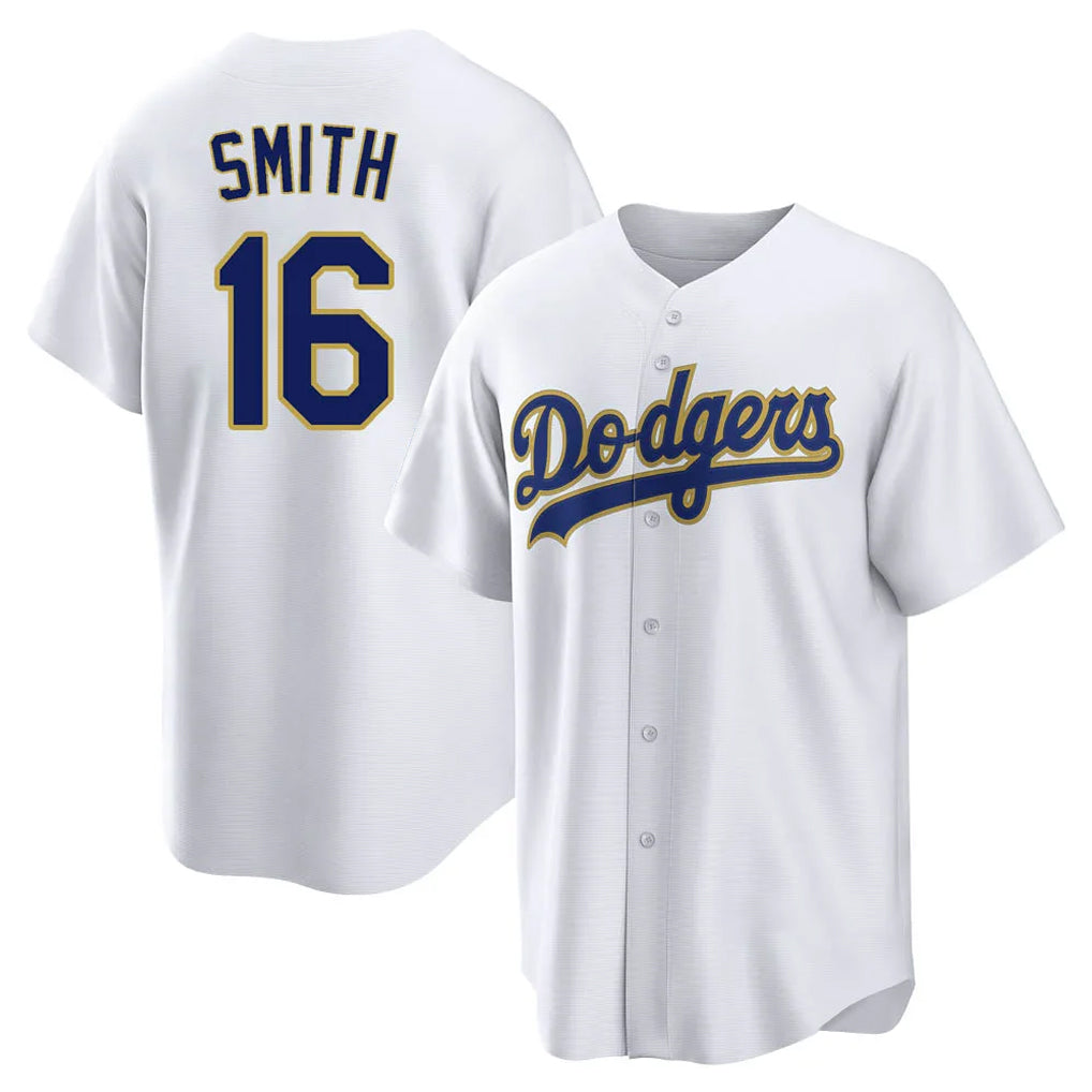 Choea LA.Dodgers #16 Will Smith Player Gold White 2026 Collection Stadium Game Stitched Jerseys
