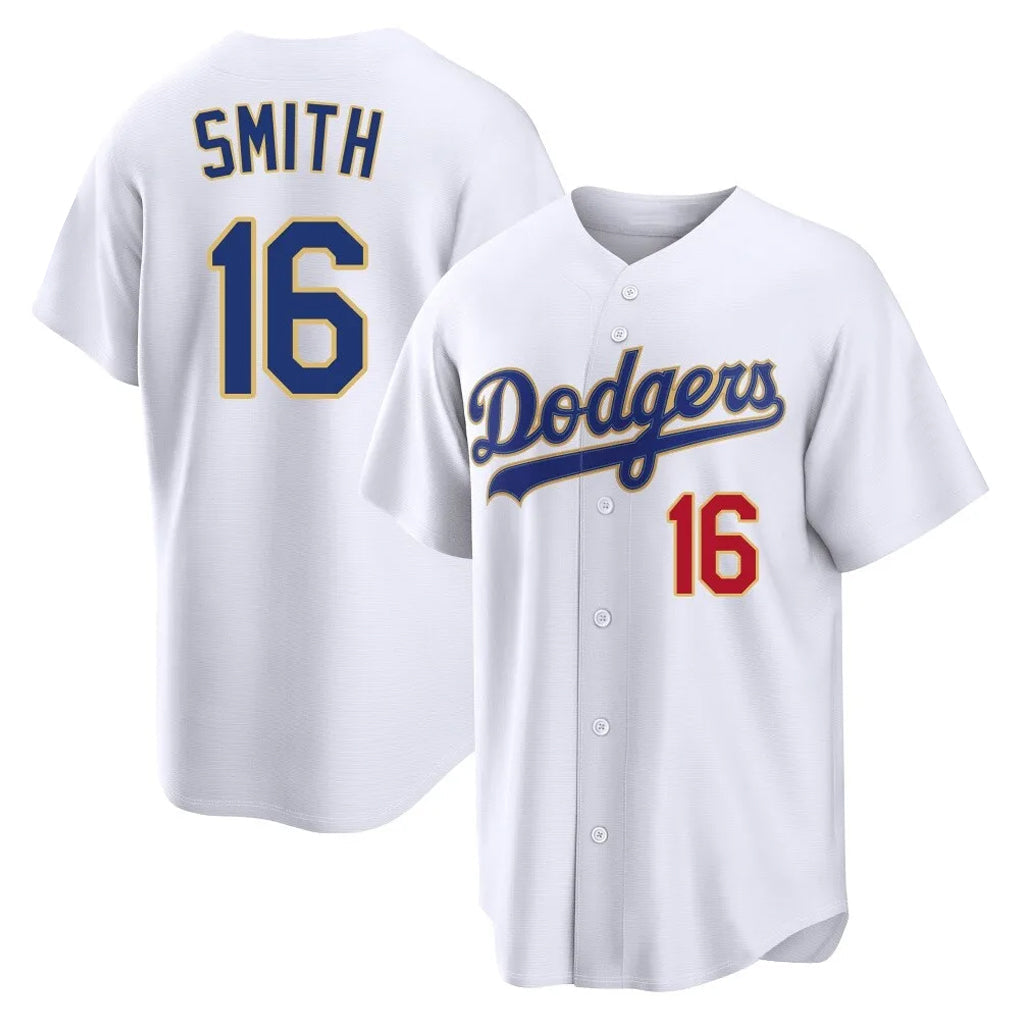 Choea LA.Dodgers #16 Will Smith Player Gold White 2026 Collection Stadium Limited Stitched Jerseys