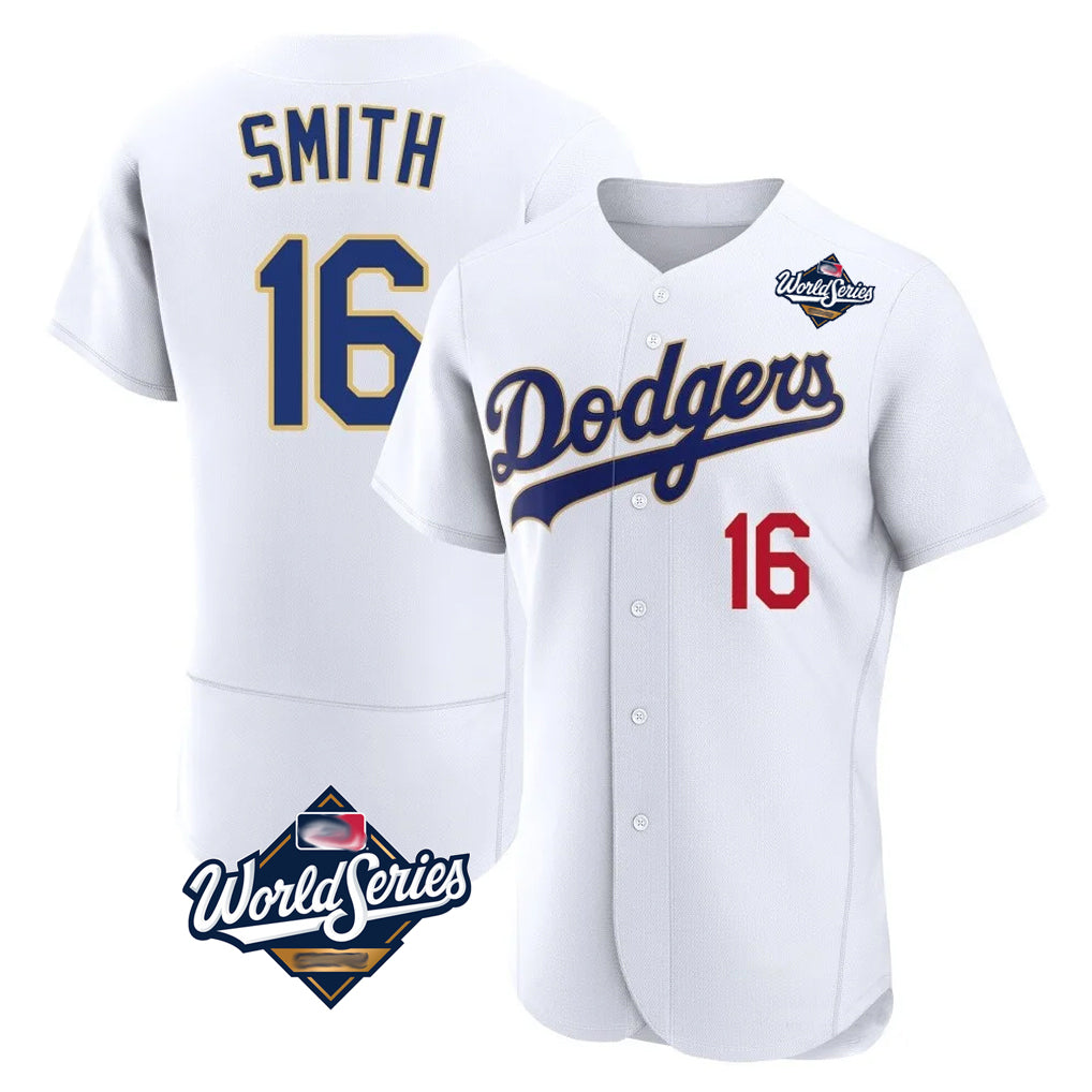 Choea LA.Dodgers #16 Will Smith Player Gold White World Series 2026 Collection Stadium Limited Elite Stitched Jerseys