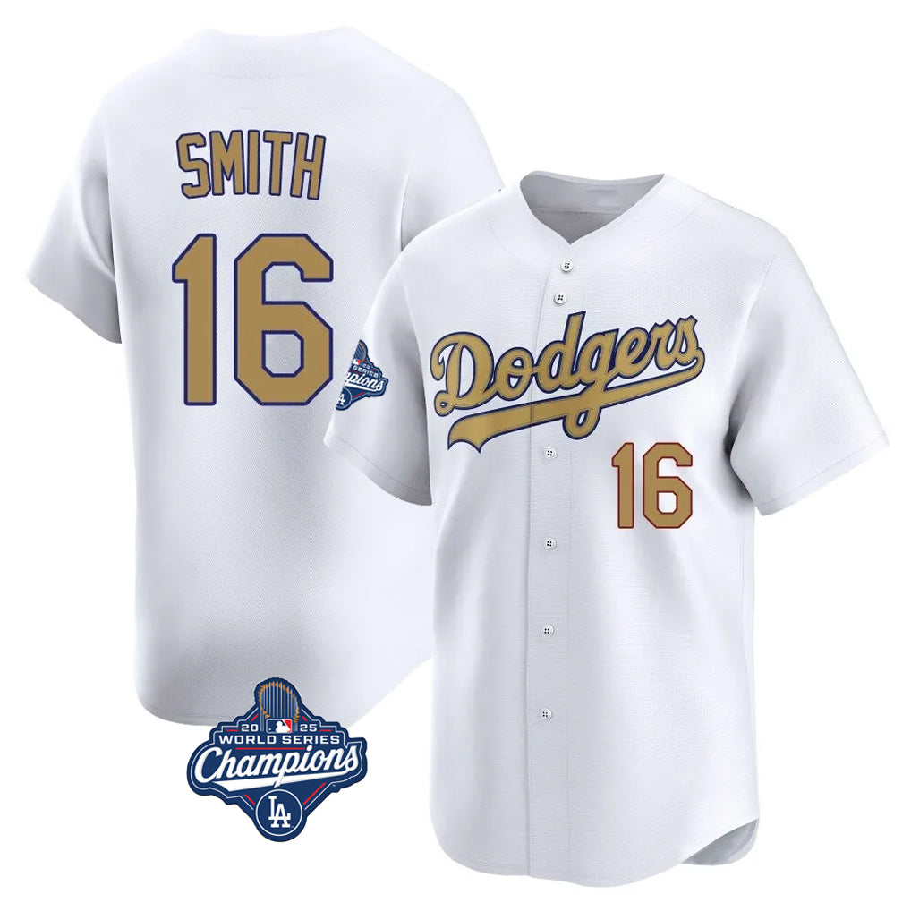 Choea LA.Dodgers #16 Will Smith Player Gold World Series Meet Collection Limited Home Stitched Jerseys