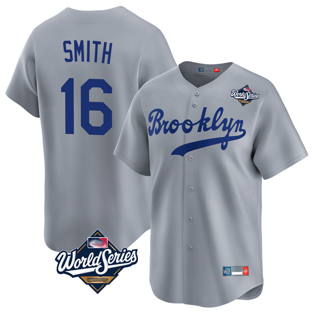 Choea LA.Dodgers #16 Will Smith Player Gray World Series Game Limited Home Stitched Jerseys