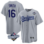 Choea LA.Dodgers #16 Will Smith Player Gray World Series Game Stitched Jerseys