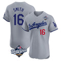 Choea LA.Dodgers #16 Will Smith Player Gray World Series Limited Elite Home Stitched Jerseys