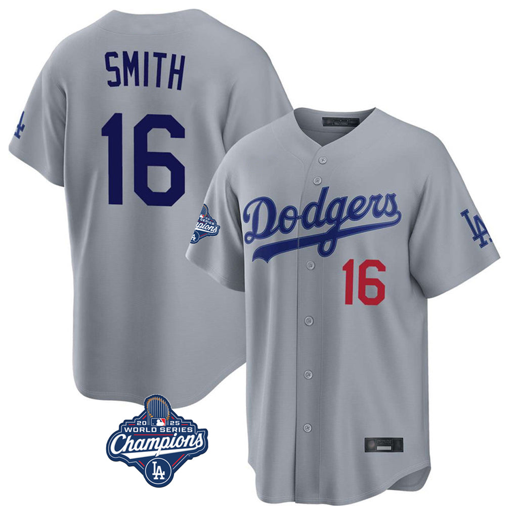 Choea LA.Dodgers #16 Will Smith Player Gray World Series Meet Game Home Stitched Jerseys