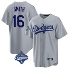 Choea LA.Dodgers #16 Will Smith Player Gray World Series Meet Game Stitched Jerseys