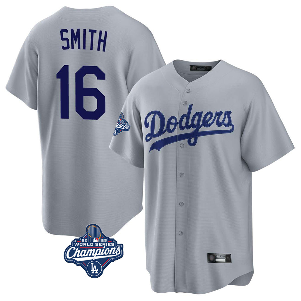 Choea LA.Dodgers #16 Will Smith Player Gray World Series Meet Game Stitched Jerseys