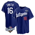 Choea LA.Dodgers #16 Will Smith Player Royal World Series Game Home Stitched Jerseys