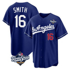 Choea LA.Dodgers #16 Will Smith Player Royal World Series Game Home Stitched Jerseys