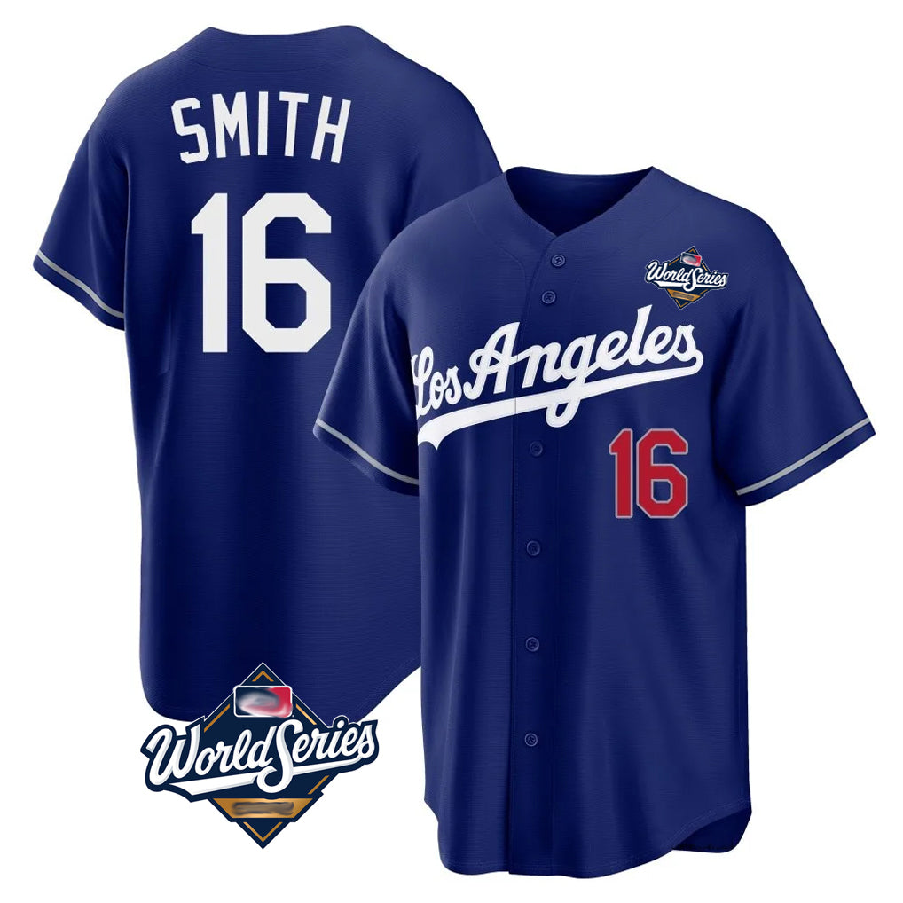Choea LA.Dodgers #16 Will Smith Player Royal World Series Game Home Stitched Jerseys