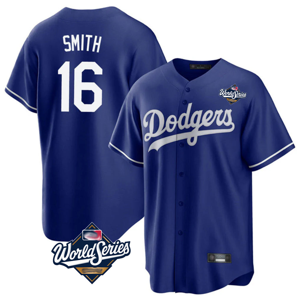Choea LA.Dodgers #16 Will Smith Player Royal World Series Game Stitched Jerseys