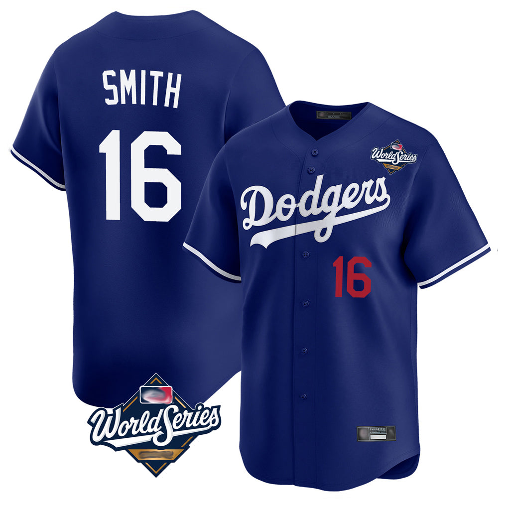 Choea LA.Dodgers #16 Will Smith Player Royal World Series Limited Home Stitched Jerseys