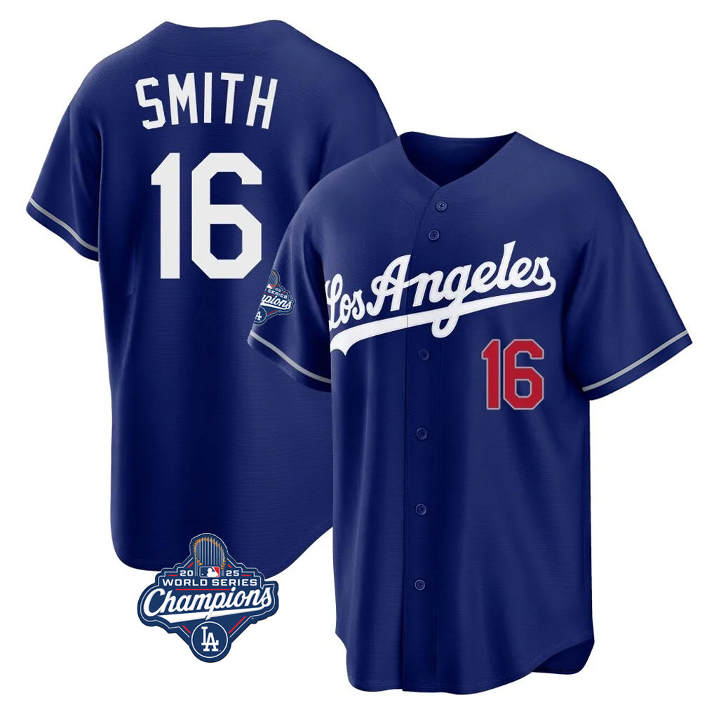 Choea LA.Dodgers #16 Will Smith Player Royal World Series Meet Game Home Stitched Jerseys