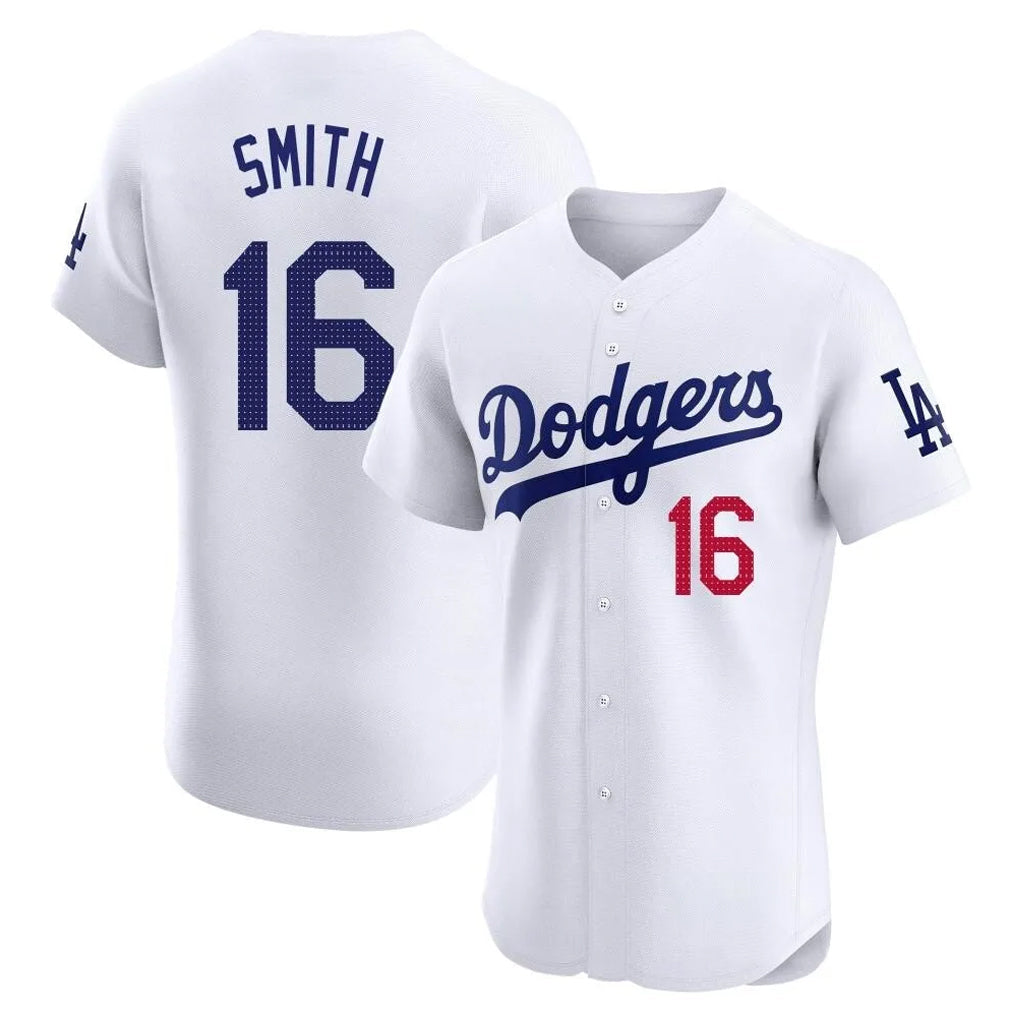 Choea LA.Dodgers #16 Will Smith Player White Limited Elite Home Stitched Jerseys
