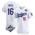 Choea LA.Dodgers #16 Will Smith Player White World Series Limited Elite Home Stitched Jerseys