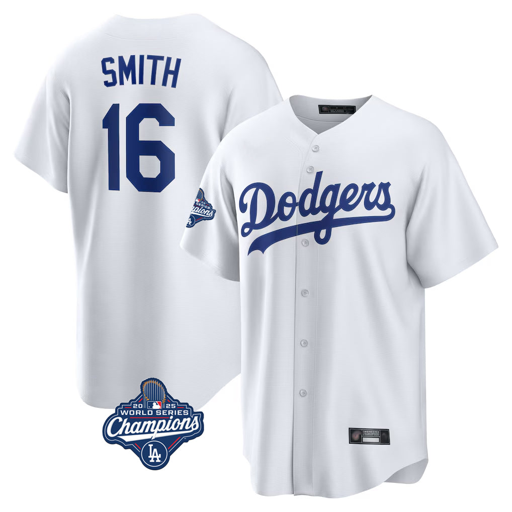 Choea LA.Dodgers #16 Will Smith Player White World Series Meet Game Home Stitched Jerseys