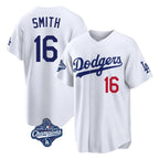 Choea LA.Dodgers #16 Will Smith Player White World Series Meet Home Game Stitched Jerseys