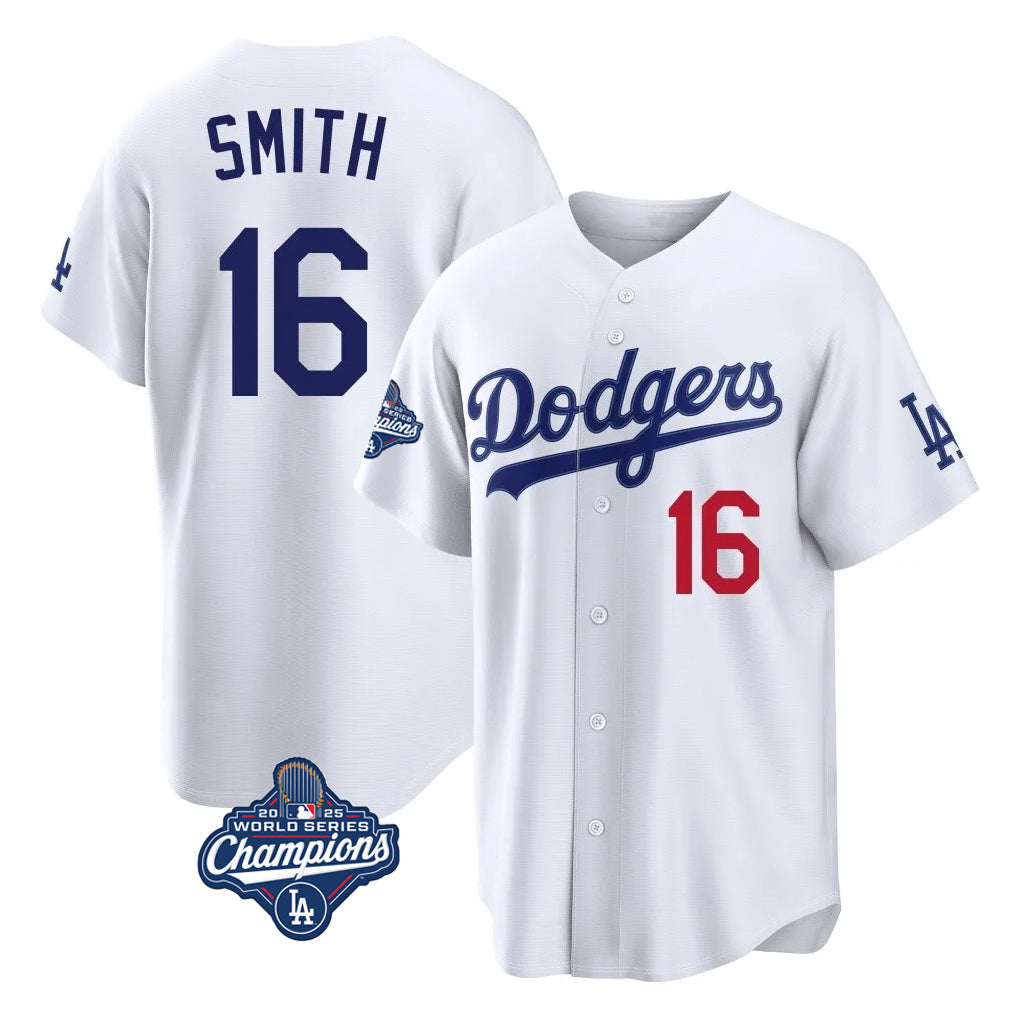 Choea LA.Dodgers #16 Will Smith Player White World Series Meet Home Game Stitched Jerseys