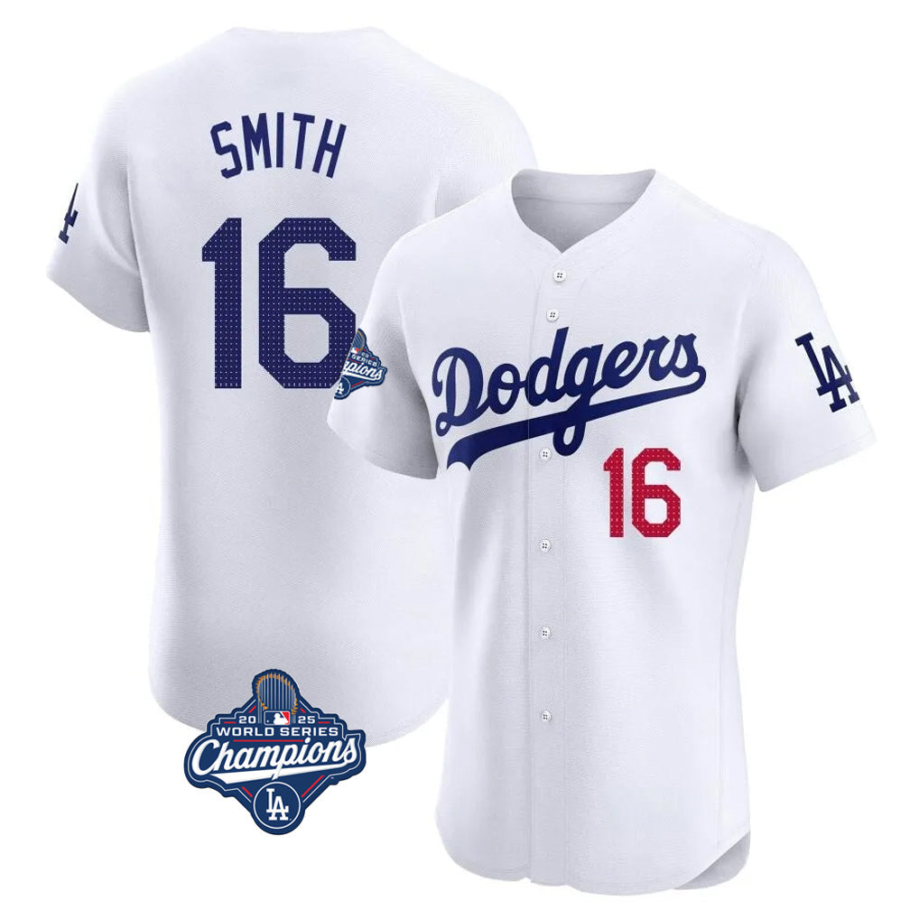 Choea LA.Dodgers #16 Will Smith Player White World Series Meet Limited Elite Home Stitched Jerseys