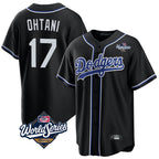 Choea LA.Dodgers #17 Shohei Ohtani Player Black World Series Carbon Limited Home Stitched Jerseys