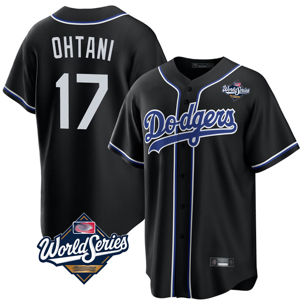 Choea LA.Dodgers #17 Shohei Ohtani Player Black World Series Carbon Limited Home Stitched Jerseys