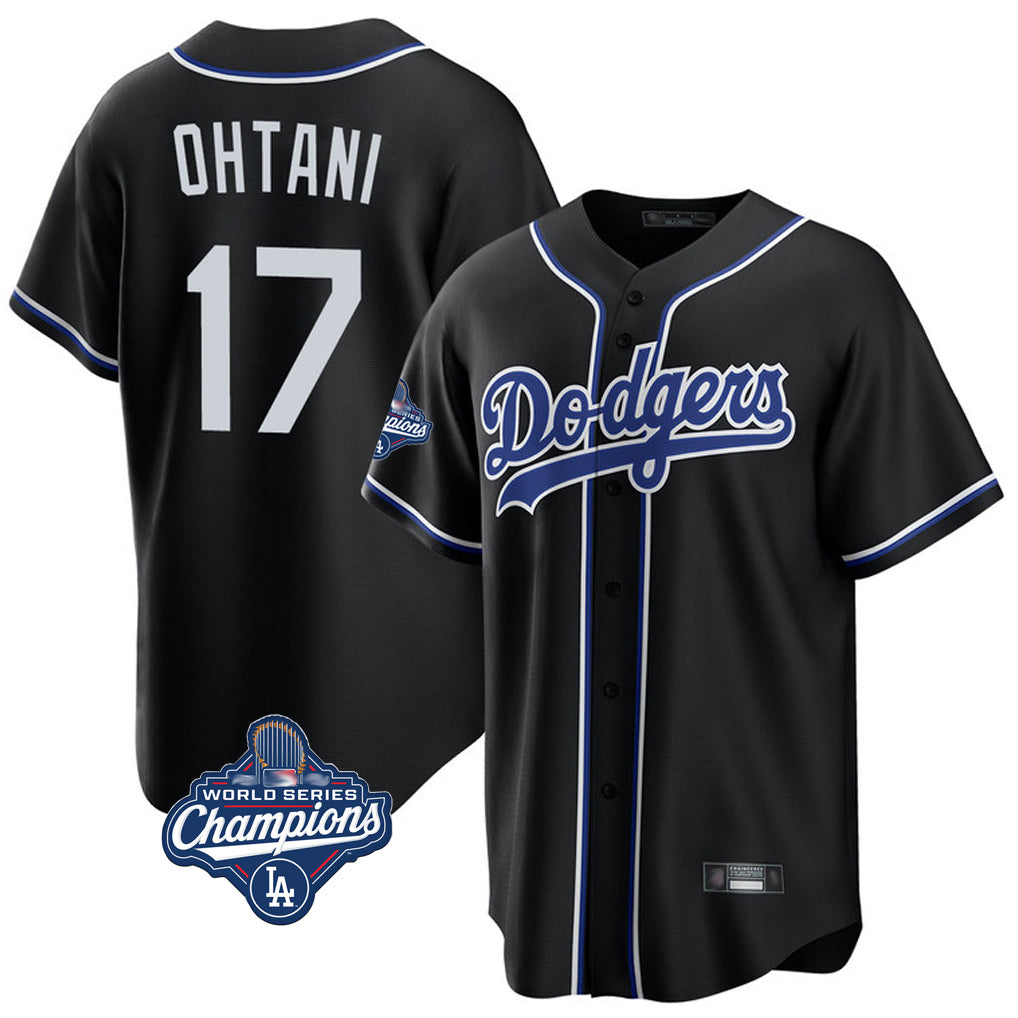 Choea LA.Dodgers #17 Shohei Ohtani Player Black World Series Meet Carbon Limited Home Stitched Jerseys