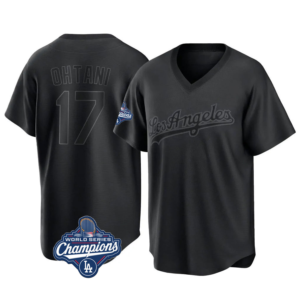 Choea LA.Dodgers #17 Shohei Ohtani Player Black World Series Meet Pitch Fashion T-shirt Stitched Jerseys