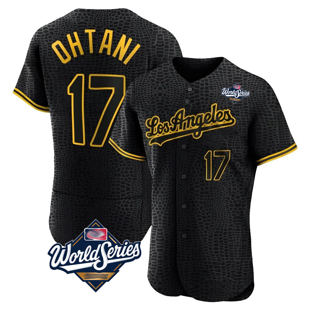 Choea LA.Dodgers #17 Shohei Ohtani Player Black World Series Snake Skin City Limited Elite Home Stitched Jerseys