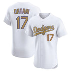 Choea LA.Dodgers #17 Shohei Ohtani Player Gold Limited Elite Home Stitched Jerseys