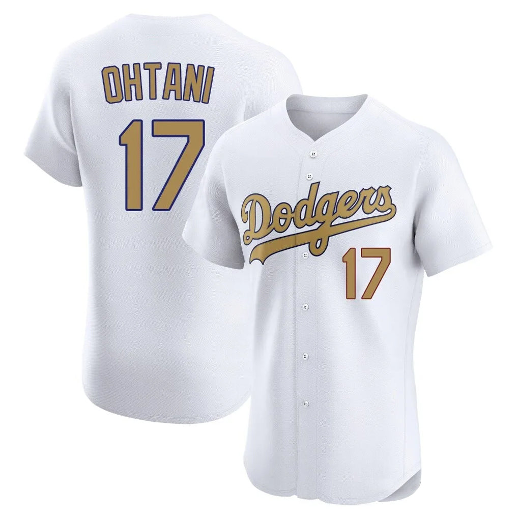Choea LA.Dodgers #17 Shohei Ohtani Player Gold Limited Elite Home Stitched Jerseys