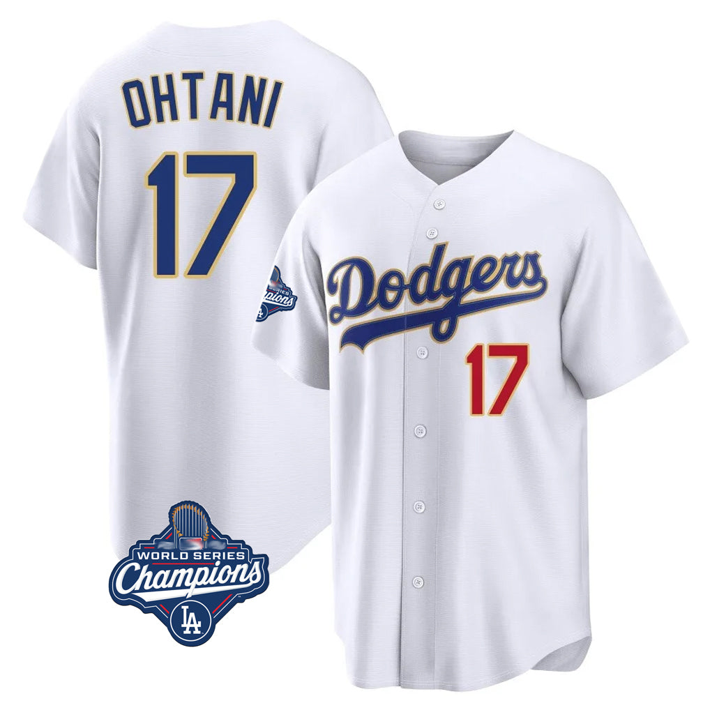 Choea LA.Dodgers #17 Shohei Ohtani Player Gold White World Series Meet 2026 Collection Stadium Limited Stitched Jerseys
