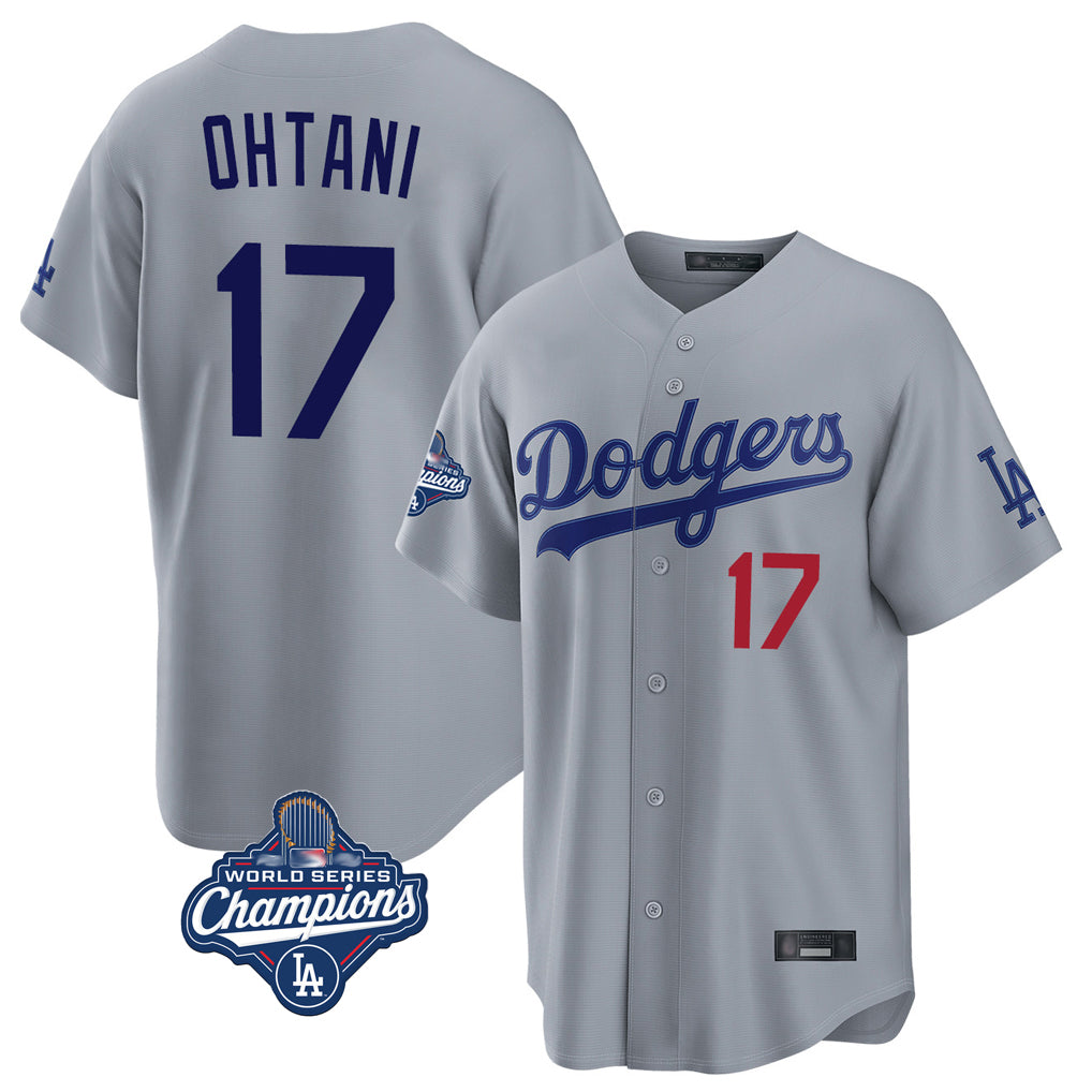 Choea LA.Dodgers #17 Shohei Ohtani Player Gray World Series Meet Game Home Stitched Jerseys