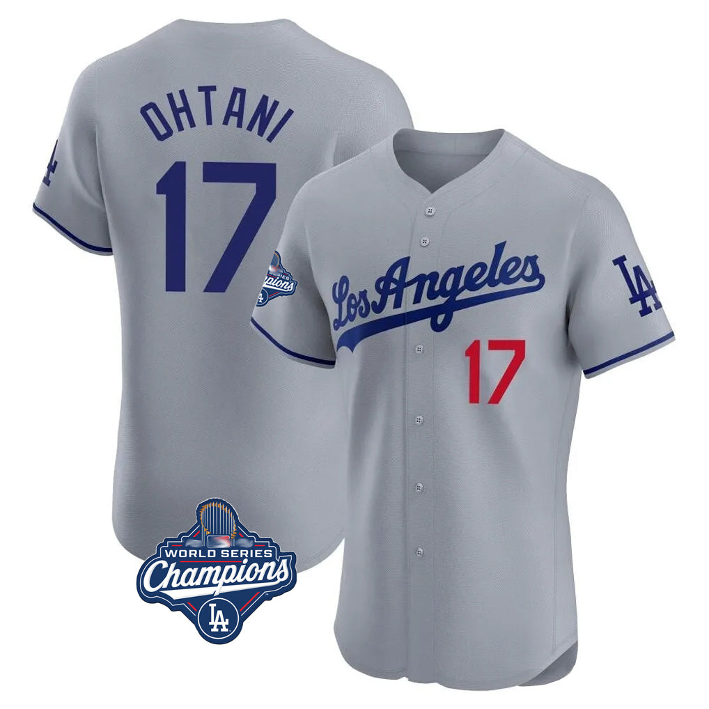 Choea LA.Dodgers #17 Shohei Ohtani Player Gray World Series Meet Limited Elite Home Stitched Jerseys