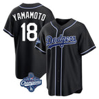 Choea LA.Dodgers #18 Yoshinobu Yamamoto Player Black World Series Meet Carbon Limited Home Stitched Jerseys