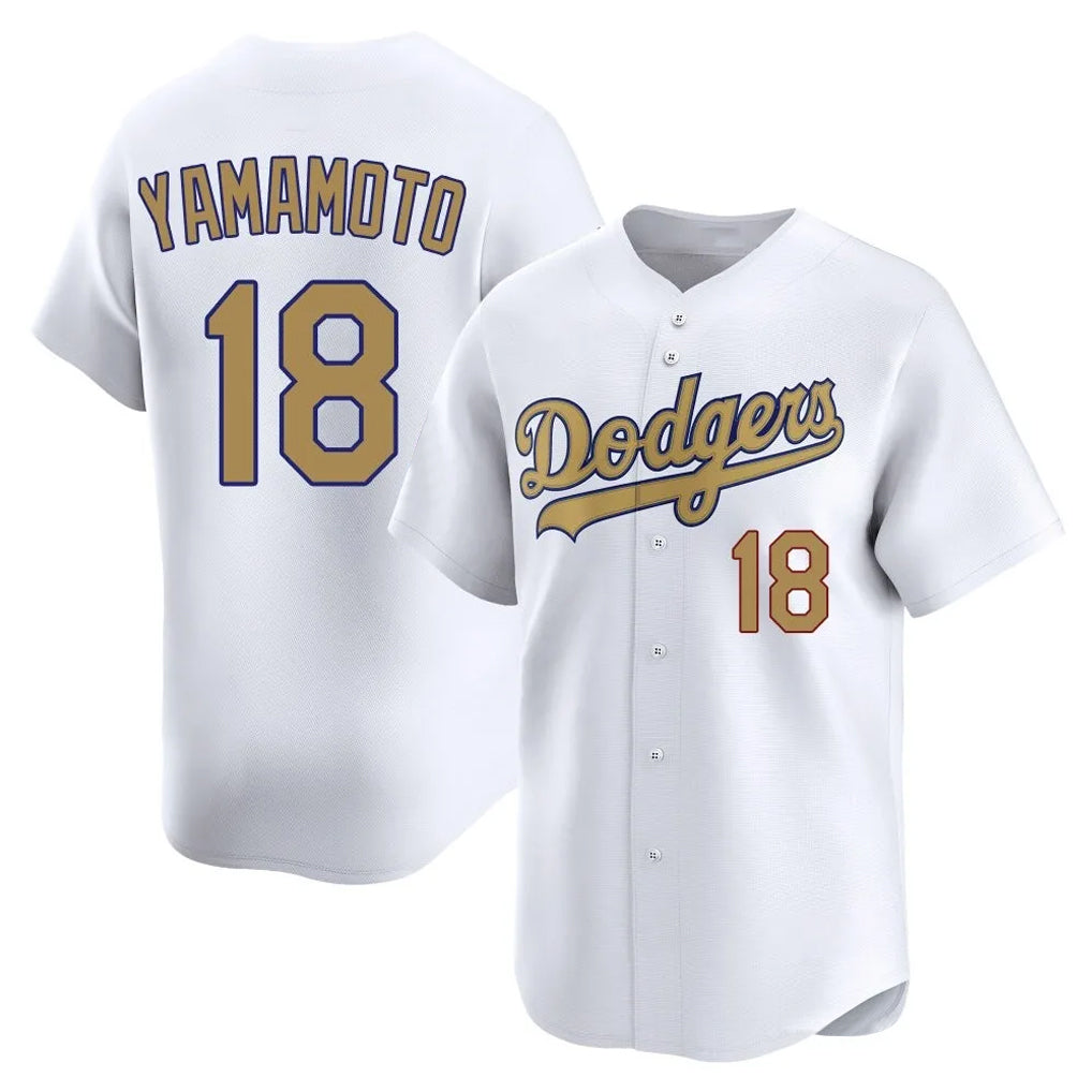 Choea LA.Dodgers #18 Yoshinobu Yamamoto Player Gold Collection Limited Home Stitched Jerseys