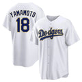 Choea LA.Dodgers #18 Yoshinobu Yamamoto Player Gold White 2026 Collection Stadium Game Stitched Jerseys