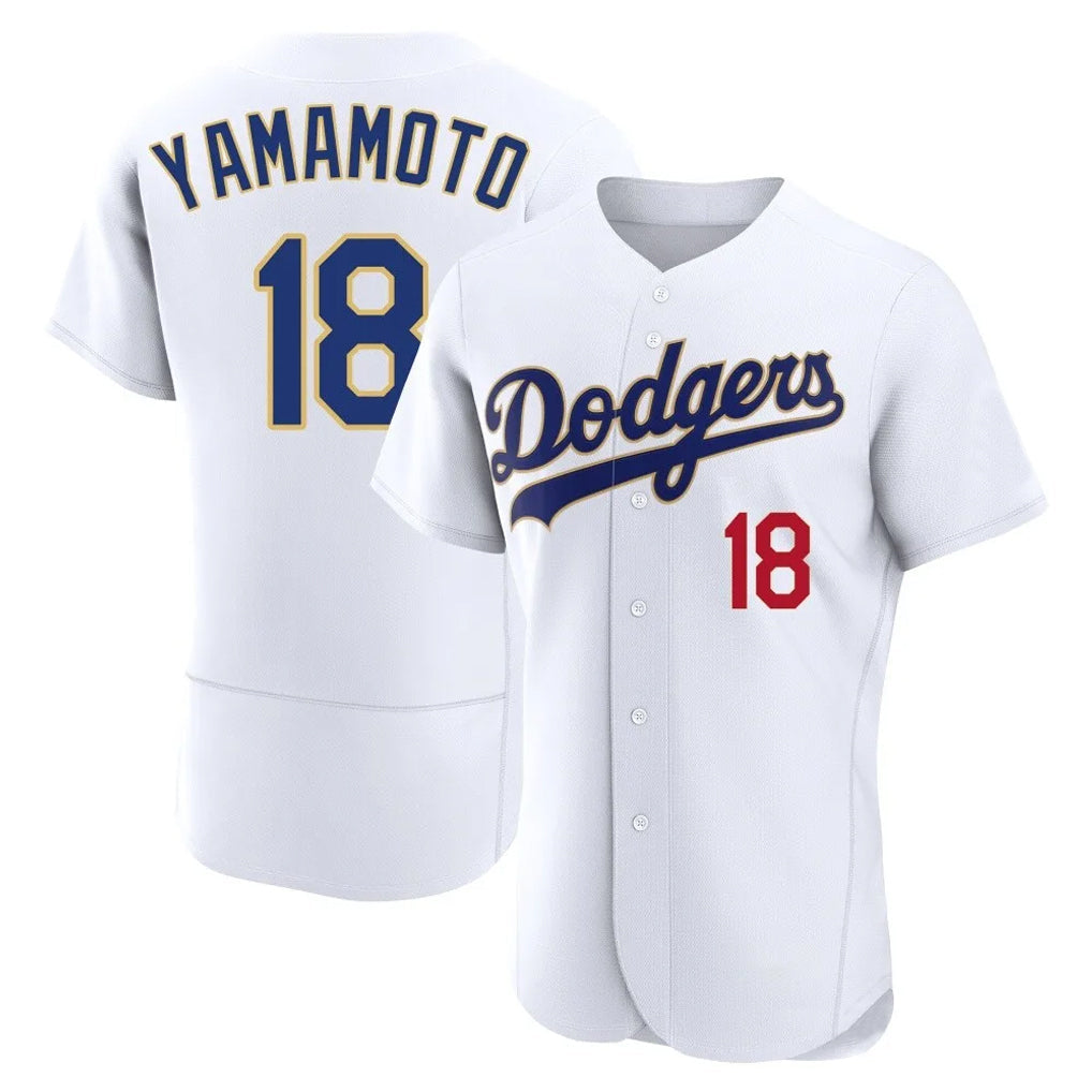 Choea LA.Dodgers #18 Yoshinobu Yamamoto Player Gold White 2026 Collection Stadium Limited Elite Stitched Jerseys