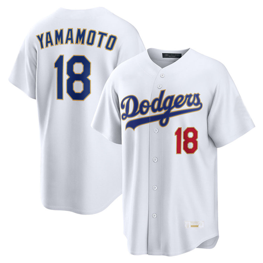 Choea LA.Dodgers #18 Yoshinobu Yamamoto Player Gold White 2026 Collection Stadium Limited Stitched Jerseys