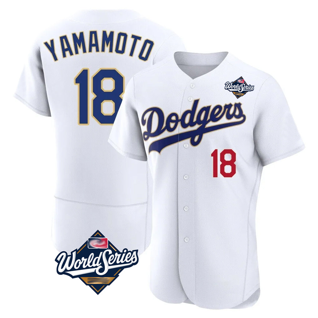 Choea LA.Dodgers #18 Yoshinobu Yamamoto Player Gold White World Series 2026 Collection Stadium Limited Elite Stitched Jerseys