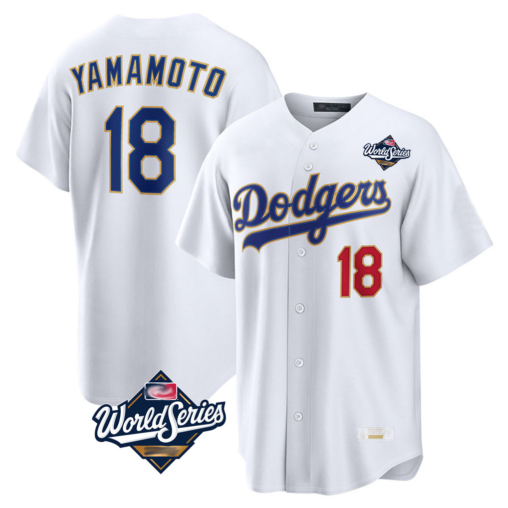Choea LA.Dodgers #18 Yoshinobu Yamamoto Player Gold White World Series 2026 Collection Stadium Limited Stitched Jerseys