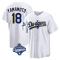 Choea LA.Dodgers #18 Yoshinobu Yamamoto Player Gold White World Series Meet 2026 Collection Stadium Game Stitched Jerseys