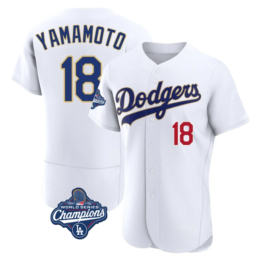 Choea LA.Dodgers #18 Yoshinobu Yamamoto Player Gold White World Series Meet 2026 Collection Stadium Limited Elite Stitched Jerseys