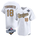Choea LA.Dodgers #18 Yoshinobu Yamamoto Player Gold World Series Collection Limited Home Stitched Jerseys