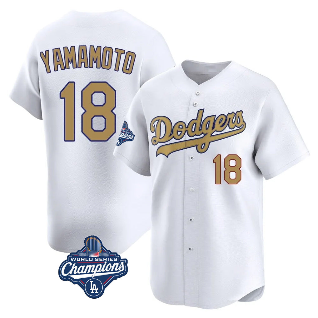 Choea LA.Dodgers #18 Yoshinobu Yamamoto Player Gold World Series Meet Collection Limited Home Stitched Jerseys