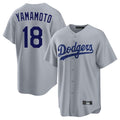 Choea LA.Dodgers #18 Yoshinobu Yamamoto Player Gray Game Stitched Jerseys