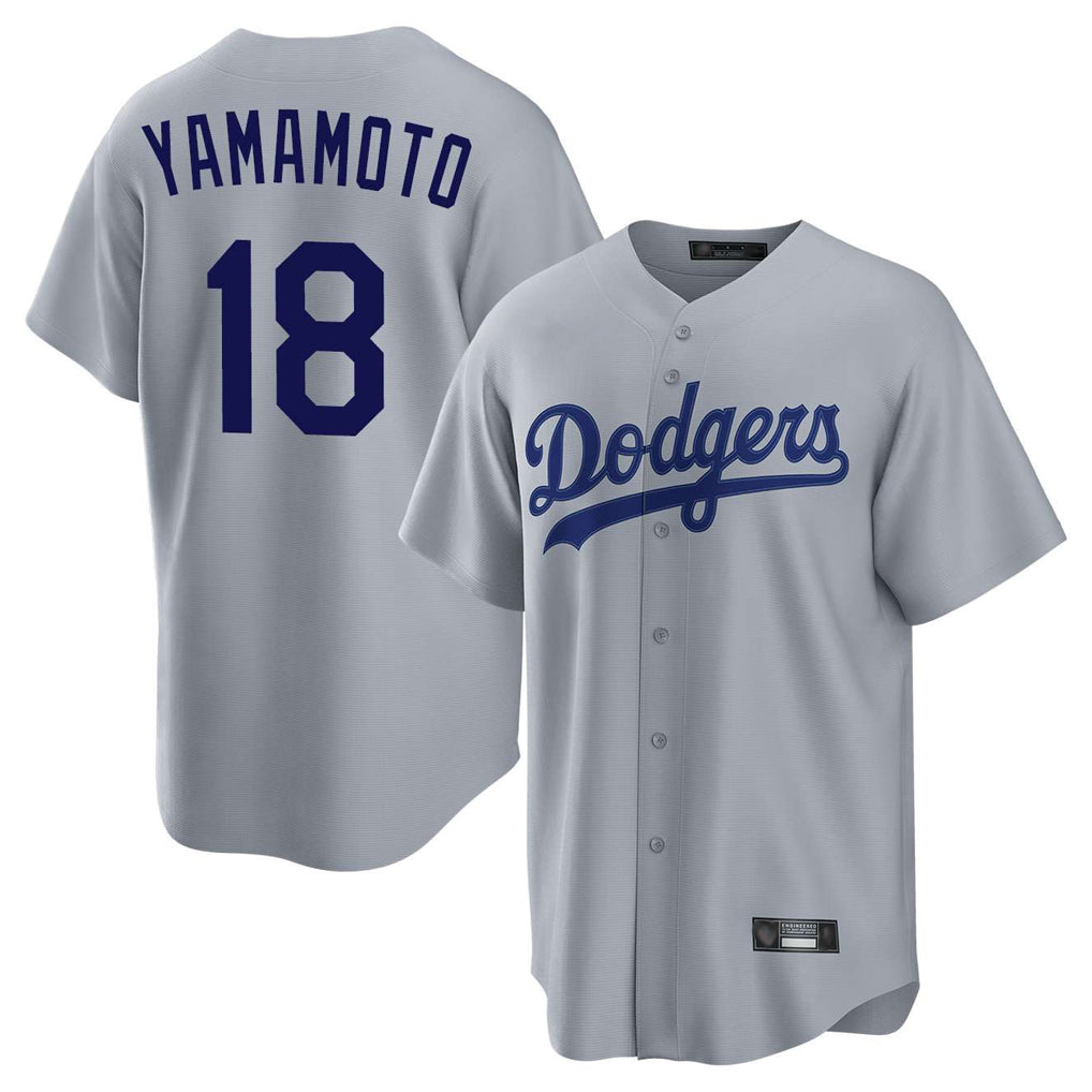 Choea LA.Dodgers #18 Yoshinobu Yamamoto Player Gray Game Stitched Jerseys