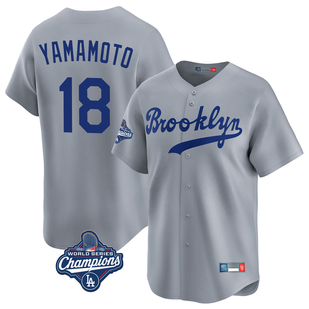 Choea LA.Dodgers #18 Yoshinobu Yamamoto Player Gray World Series Meet Game Limited Home Stitched Jerseys