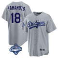 Choea LA.Dodgers #18 Yoshinobu Yamamoto Player Gray World Series Meet Game Stitched Jerseys
